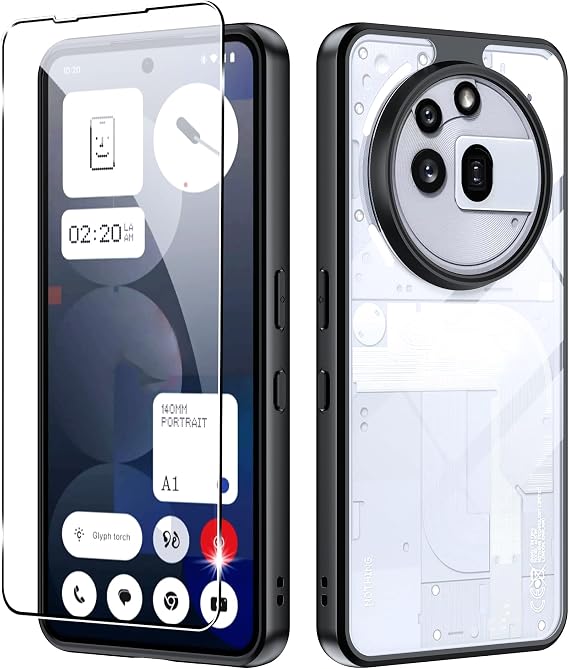 Nothing Phone 3a Proケース 強化ガラススクリーンプロテクター付き 傷防止 耐衝撃 スリムフィット バンパー 保護ケース