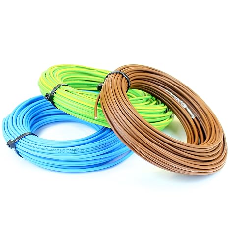 Ali's DIY 1.5 mm Single Core Conduit Cable 6491X Blue & Brown & Yellow/Green - 1 metre Cut Length