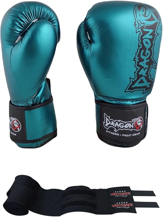 Dragon Do Favela Boks Eldiveni Kick Muay Thai Ve Whiteface Bandajı 2’Li Set 30126 Turkuaz 12 Oz
