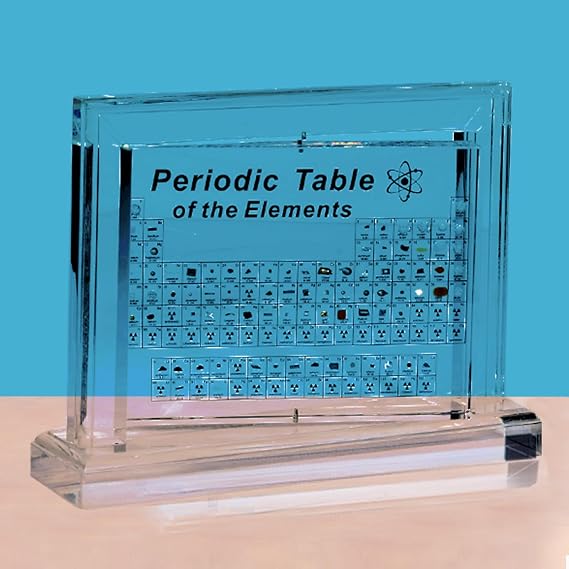 SOEPOTIX Periodic Table With Real Elements - 360° Rotating Acrylic Display With 83 Element Samples - Gift for Students, Teachers