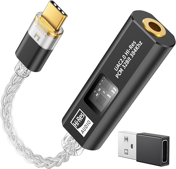 MoKo USB C to 3.5mm Jack Audio Adapter, Dual DAC Chip CX31993 & MAX97220