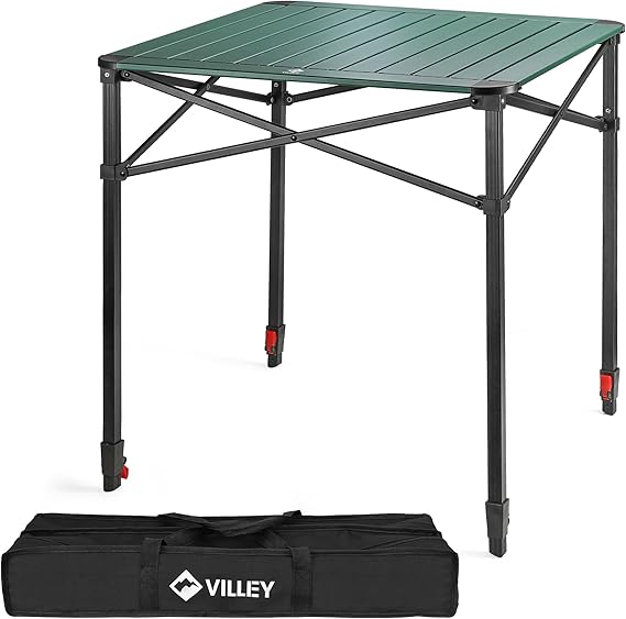 VILLEY Folding Camping Table, Lightweight Aluminium Portable Table (Large)