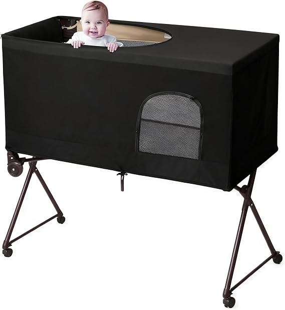 Breathable Pack And Play Blackout Cover Crib Tent,L