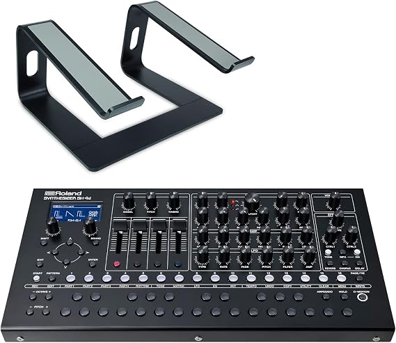 Roland SH-4d Desktop Synthesizer with Sequencer and Effects + Keepdrum Laptop Stand