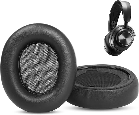 プロフェッショナル イヤーパッド クッション 交換用 Steelseries Arctis Nova Pro ワイヤレスヘッドホンイヤーパッド対応 肌に優しいレザーとメモリーフォーム付き