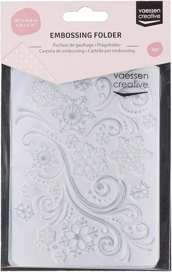 Vaessen Creative Snowflake 5.75 x 4.21 inches Folder for Card Making, Scrapbooking, Journaling-Reusable-Precise Results-for Embossing and Die-Cutting Machines, 17 x 8.4 x 0.5 cm