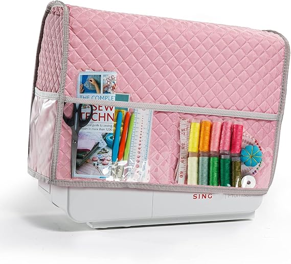BAGSFY Sewing Machine Cover with Storage Pockets, Black Sewing Machine Dust Cover Compatible with Most Standard Singer & Brother Sewing Machine