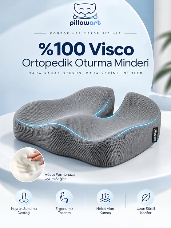 Ortopedik Visco Koltuk Minderi – Ev, Ofis ve Araç İçin Ergonomik Oturma Yastığı