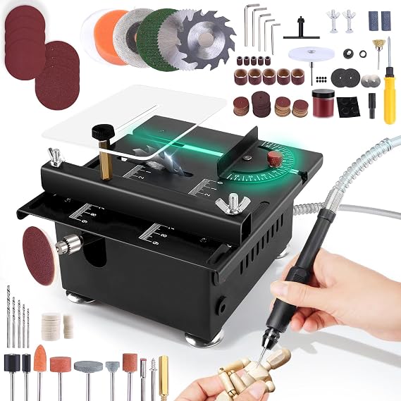 Mini Table Saw Adjustable Cut Depth Desktop Woodworking Small Bench Saw