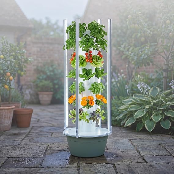 Hydroponics Growing System Vertical Tower, Automated Aeroponics Indoor Tower Garden with LED Grow Lights, Pump, Timer and Movable Water Tank, for Vegetables Fruits Herbs (7 Layer)
