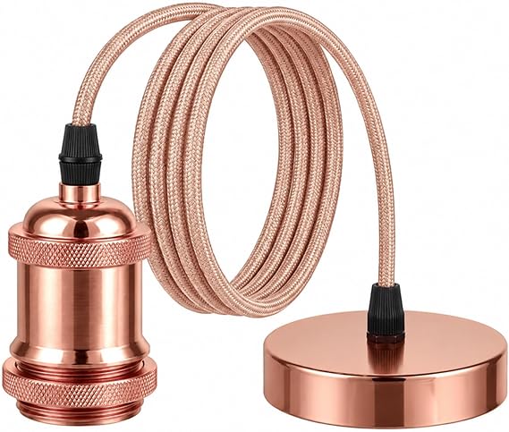 E27 Ceiling Light Fitting Antique Brass Pendant Lamp Holder [Energy Class A]