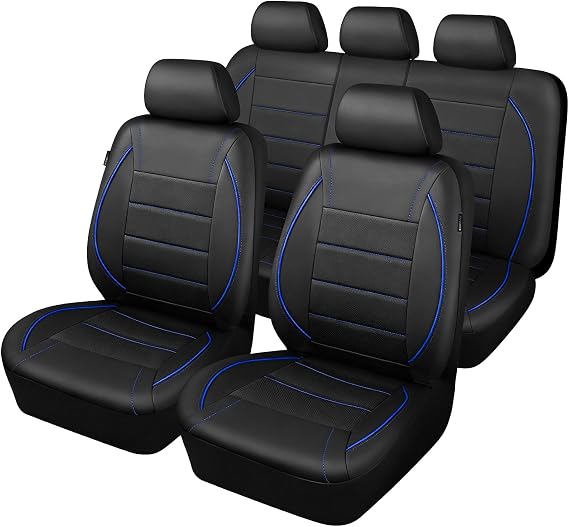9 PCs Leather Car Seat Covers Full Set,Waterproof Auto Seat Protector