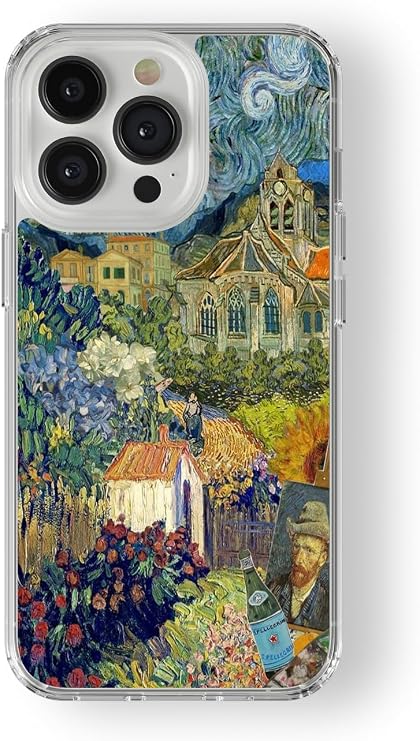 Multitronic iPhone 14 Pro Uyumlu Van Gogh Kolaj Tasarım Baskılı Şeffaf Kılıf