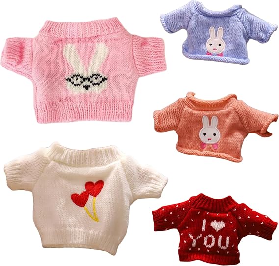 5Pcs Teddy Bear Clothes, Bear Sweater Teddy Clothes Fit for 8-12 Inches Plush Bears, Cute Stuffed Animal for DIY Dressing Toy