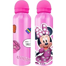 NMB FASHIONS Diseny M Mouse Girls 500ml Water Bottle – Featuring Minnie Drinks Bottle for School Kids, Water Bottle Aluminium Water bottles Kids Ages 3+ Years (Diseny M Mouse Pink)