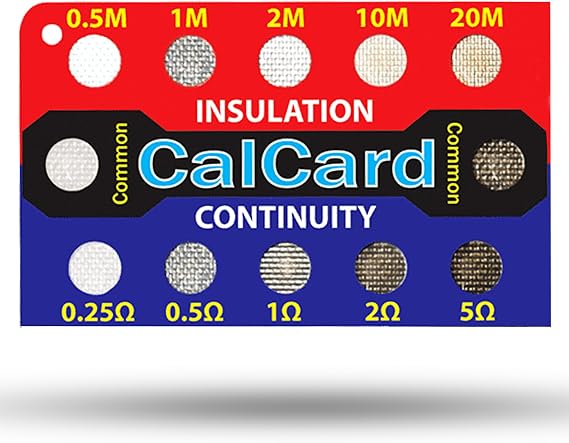 Electrical Calibration Check Card Insulation & Continuity Resistance Test Card for Multimeters, Insulation Resistance Testers, PAT Testers, Socket Testers, Voltage Multifunction Testers