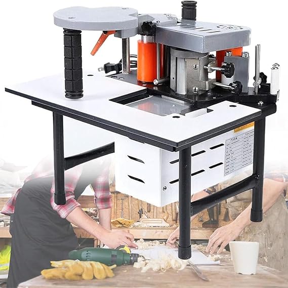 1200W Portable Woodworking Edge Banding Machine, Benchtop Edge Bander Double Sided Gluing, Curve Straight Edge Bander for 0.3-3mm Thickness 10-60mm Width