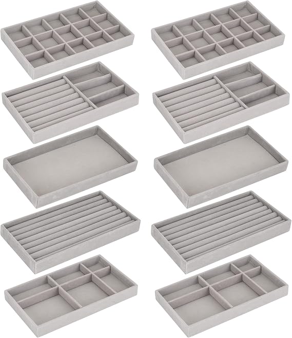 10 Pack Jewellery Trays for Drawers, Jewellery Drawer Organise