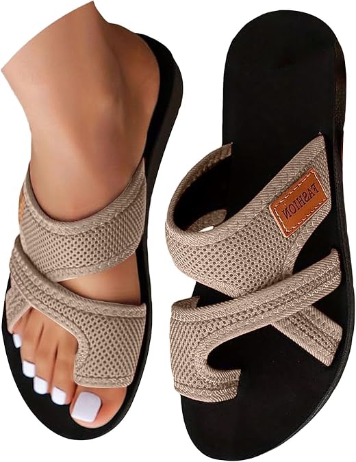 Women's Slide Sandals Soft Cork Footbed Summer toe loop Comfort Arch Support Indoor Thick Bottom Bathroom Vacation Beach Comfortable Casual Breathable Mesh Slippers Open Toe Post Thong Sandals
