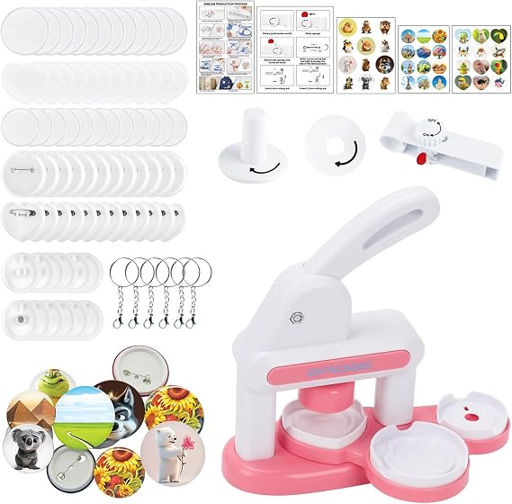 Button Maker Machine, Pin Maker Multiple Sizes 35mm + 55mm Pin Badge Maker Machine Button Making Supplies Perfect for DIY Crafts & Personalized Gift B Type
