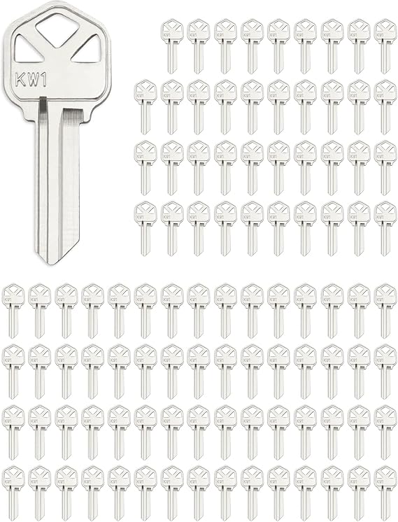 QWORK ブランクキーブランク 100個パック 銅構造キー KW1 Kwikset用 KS1/KWI-1 キーブランク
