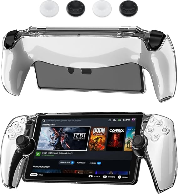 HYPERCASE Upgraded - Clear Case of PlayStation Portal Remote Player, All-Round 3 in 1 Split Hard Shell Cover for PS5 Portal Controller, Anti-Scratch Accessories Kit for PS Portal with 4 Thump Caps