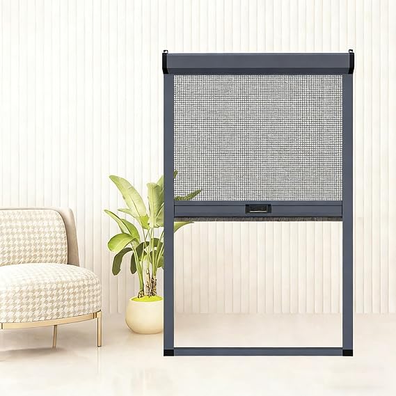 Window Fly Screen Roller - Mosquito Net with Aluminum Alloy Frame and Soft-close Retractor for Home Improvement and Renovation