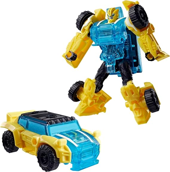 Transformers CYBERWORLD Bumblebee Cyber Changers Energon Surge | 4-Inch Action Figure | Quick Change to Car Mode | Robot Toys for Kids 6+
