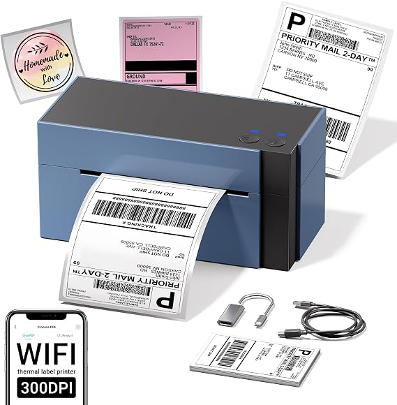 Phomemo WiFi Shipping Label Printer 4x6 344WF WiFi Thermal Label Printer 300DPI Postage Label Printer Compatible with eBay Etsy Shopify Amazon