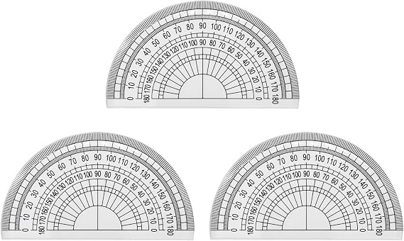 3 PCS Clear Plastic Protractor 180 Degrees 4 in for Angle Measure