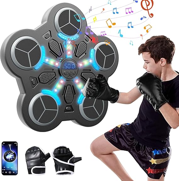 Music Boxing Machine, Smart Music Boxing Machine with Boxing Gloves, Musical Boxings Machines with Bluetooth & Adjustable Speed, Boxings Equipment Punching Machines Wall Mounted Punch Pad Kids Adults