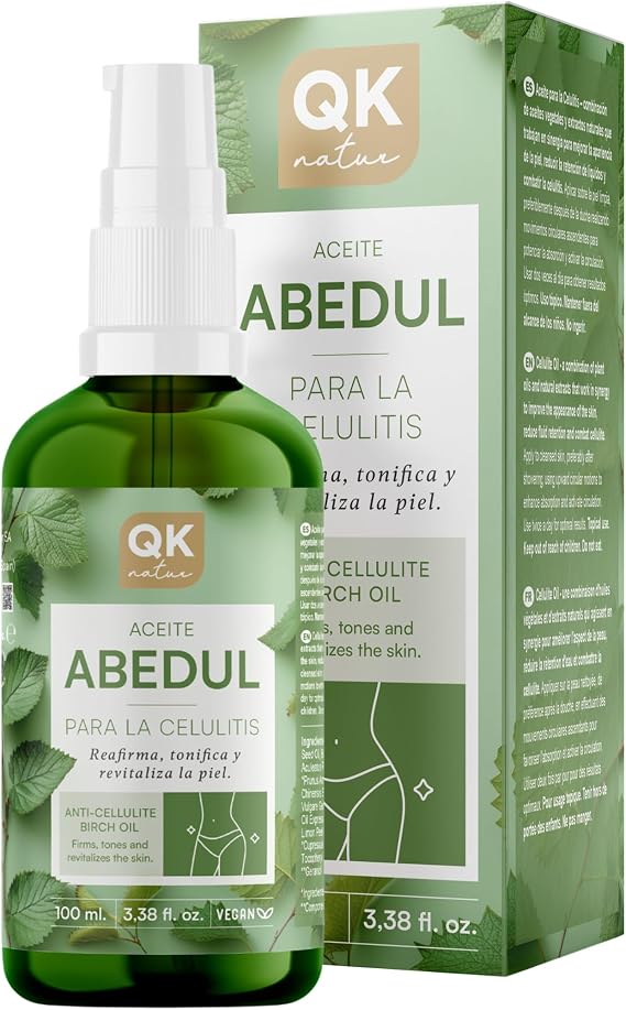 QKnatur - Birch Oil for Cellulite - 100 ml - With Natural Extracts - Tones, Firms, Moisturizes and Revitalizes the Skin - Improves Elasticity