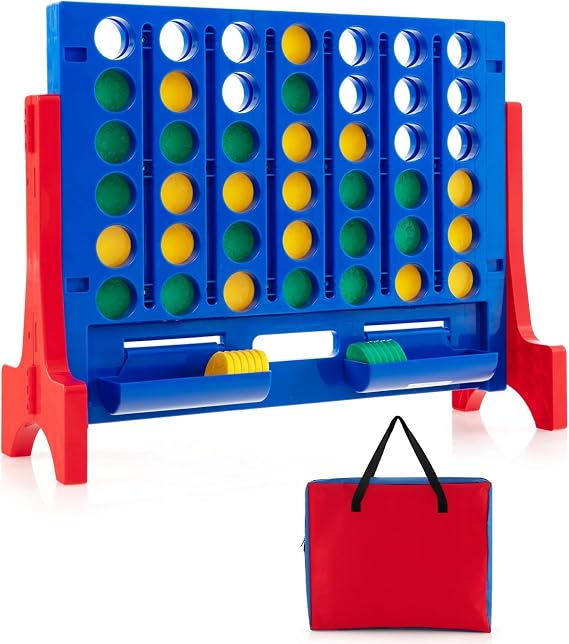COSTWAY Giant Connect 4, Wall Mounted 4 in A Row Game, 62x20x49cm