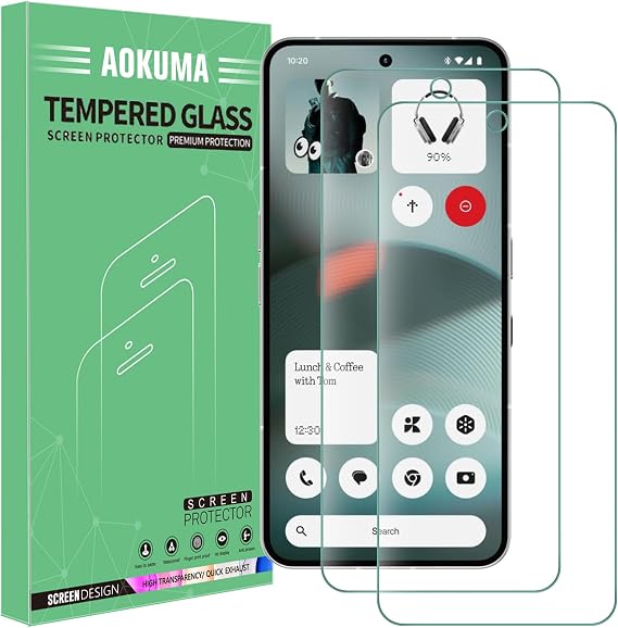 AOKUMA Tempered Glass For Nothing Phone 3 Screen Protector, 2 Pack Screen Protector,9H Hardness,Anti-Scratch,Anti-Fingerprint,Bubble-Free,HD Clear,Premium Protective Film Case Friendly