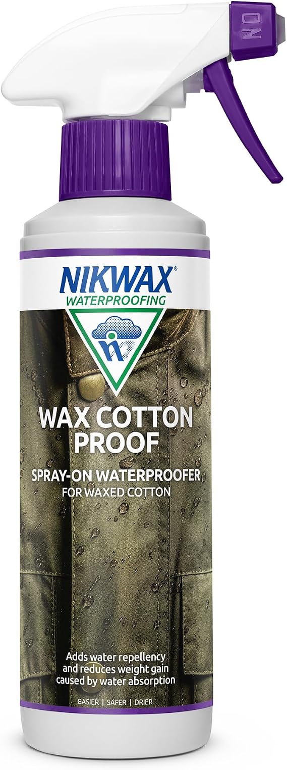 Nikwax WAX COTTON PROOF SPRAY-ON Neutral Waterproofer, Ads Water Repellency and Reduces Weight Caused by Water Absorption, Keeping You Warmer and Drier