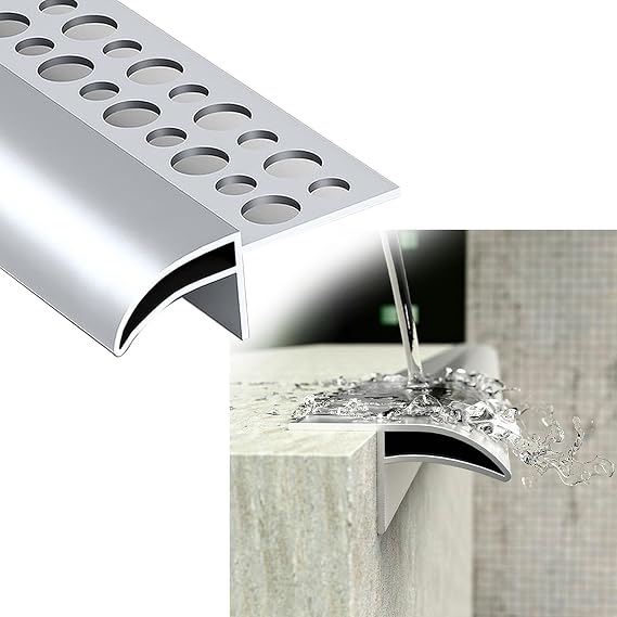 Roof Upper Eaves Eagle's Beak Drip Line, 3.3 to 9.8 ft Rain Diverter Gutters Metal Strip, Balcony Exterior Edge Rainwater Deflector Device(1.25m (4.1ft))