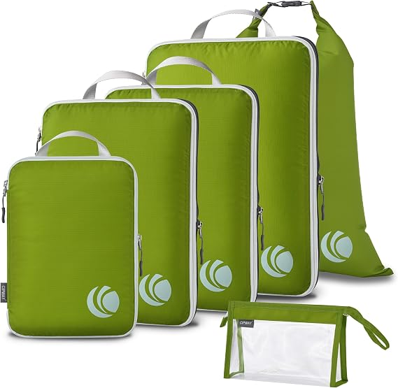Cipway Compression Packing Cubes, Ultralight Travel Luggage Organizer Sets Extensible Travel Essentials for Carry on Suitcase(Green 6pcs)