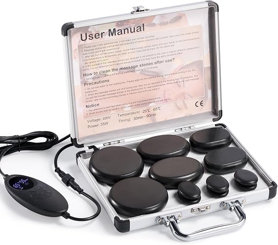 Hot Stones Massage Set for Home Spa Therapy, Muscle Relaxation, 12Pcs
