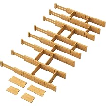 kiplant 8 pack bamboo drawer organizer dividers (Natural, Large)