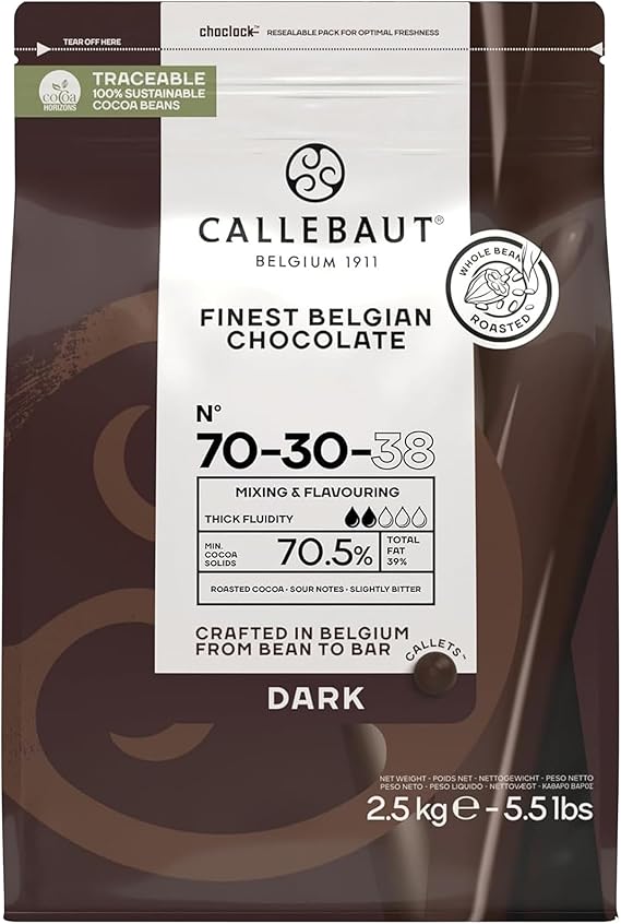 Callebaut 70-30-38 Dark Chocolate Couverture Callets 70.5% Cocoa 8 x 2.5kg