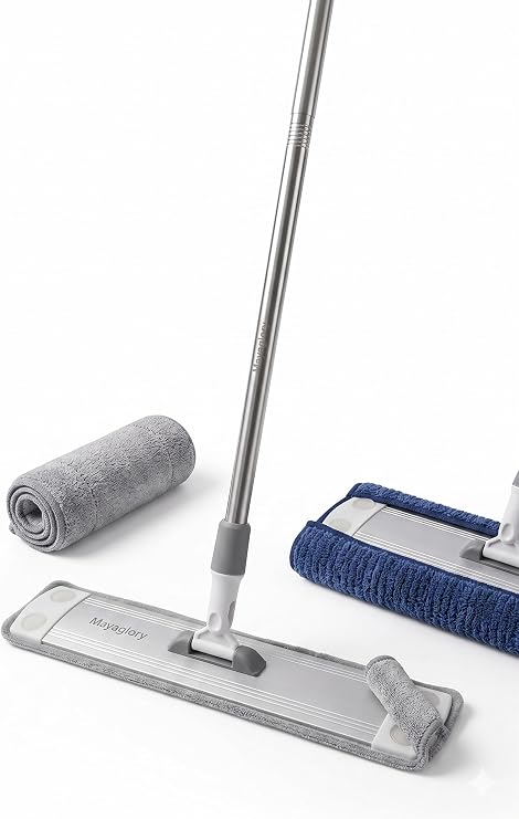 Mayaglory Mikrofiber Multi Mop - İstenilen Bezle Kullanılabilen Paspas - 45 cm Ekstra Geniş Başlık - 120 cm Çelik Saplı Yüzey Temizleyici Seti