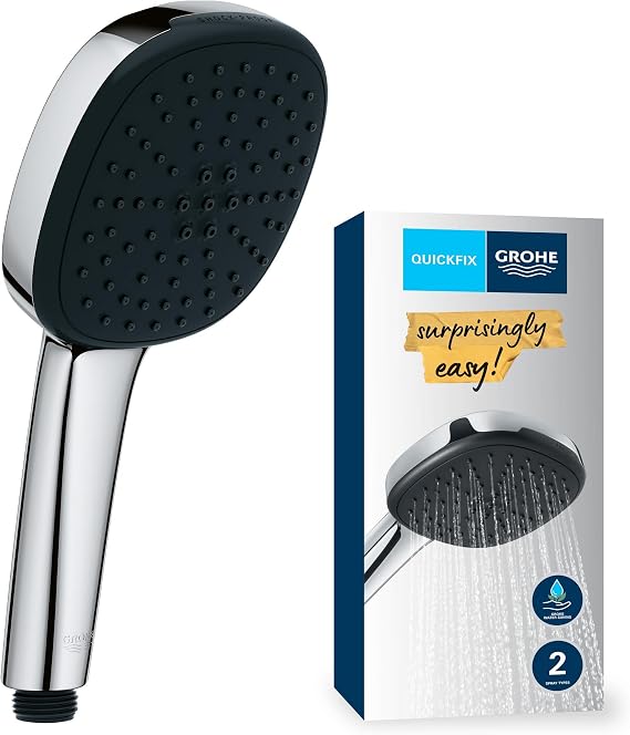 GROHE Vitalio Comfort 110 El Duşu, 2 Akışlı (Yağmur & Jet), SmartSwitch, 110mm Kare Duş Başlığı, Düşmeye Dayanıklı Silikon Halka, Kireç Önleyici Sistem, Krom, 26397001