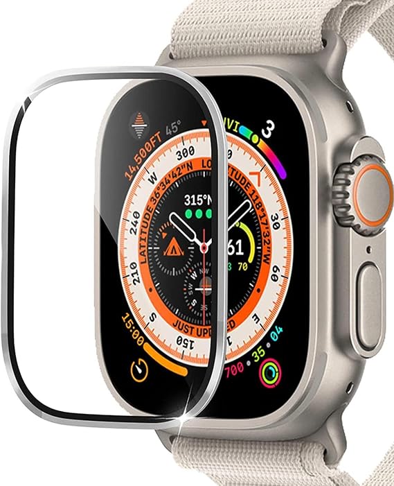 Microsonic Apple Watch Ultra Tam Kaplayan Cam Ekran Koruyucu V2 Gümüş [Watch Ultra ile Uyumlu Ekran Koruyucu - Gümüş]