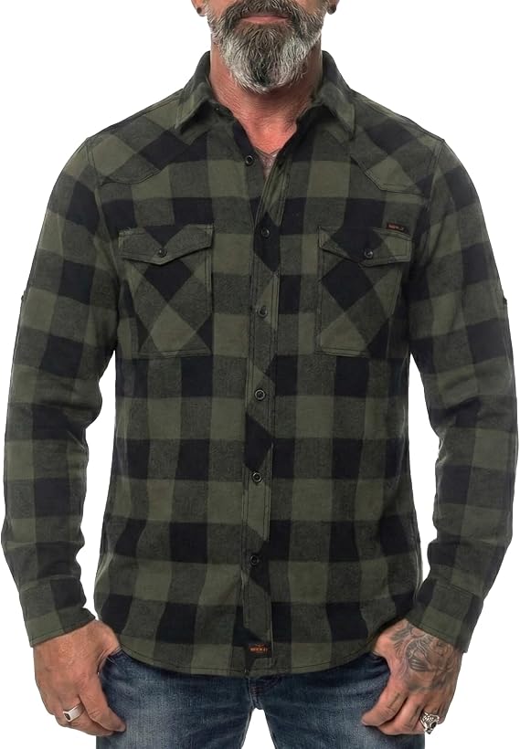 ROCK-IT Apparel® Men's Casual Flannel Shirt Long Sleeve Lumberjack Shirt Checkered Premium Shirt Sizes S-5XL