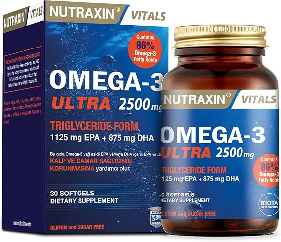 Nutraxin Vitals Ultra Omega-3 2500 mg 30 Kapsül Takviye Edici Gıda