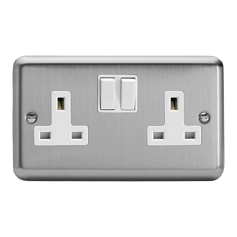 Varilight - 2 Gang 13 Amp Double Switched Socket Matt Chrome - XS5W