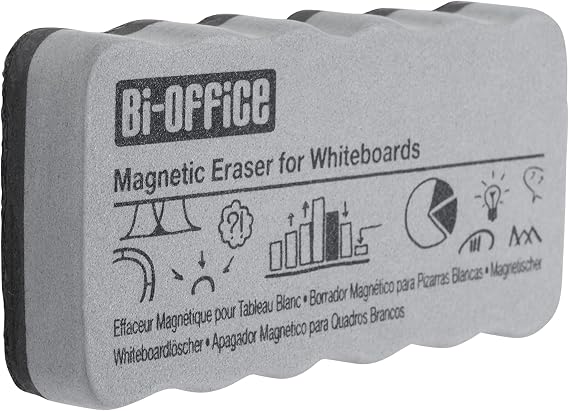 Bi-Office Whiteboard Schwamm Tafellöscher für Trockenreinigung auf glatten Oberflächen Magnetisch Grau Sehr Leicht AA0105 11x6x2