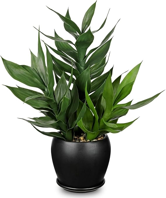 Artificial Bamboo Plants Indoor 19.6" Tall Fake Lucky Bamboo Plant in Black Pot Decorative Artificial Green Plants for Home Office Kitchen Bathroom Decor