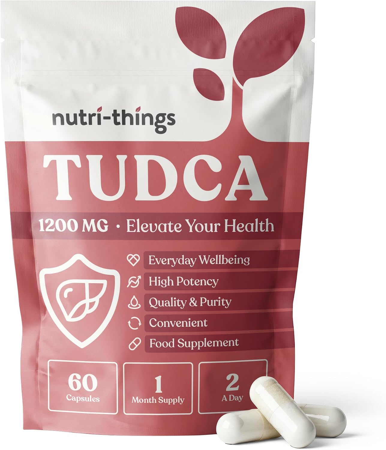 TUDCA Capsules - Liver Health Support Supplement - Naturally Occurring Bile Acid - Reduce Oxidative Stress & Inflammation - Improve Liver Function - Convenient Daily Supplement - 60 Capsules