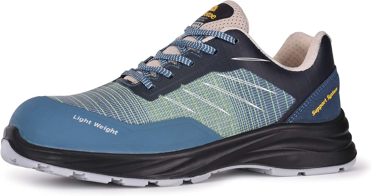 SAFETOE L-7571 Men's Breathable Safety Shoes Sneakers w/Composite Toe, Puncture Resistant, Anti-Microbial (EN ISO 20345 S1)